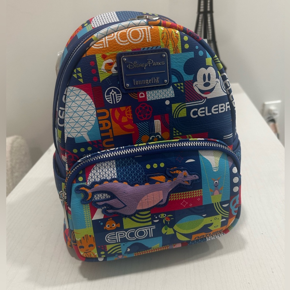 (NWT) Loungefly Epcot Pattern Mini Backpack (DISC… - image 1